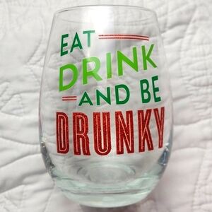 *🆕 Eat, Drink and be Drunky 18oz Holiday Glasses Set of 3 Slant Collections NEW